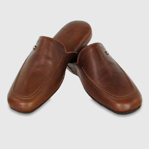 Acciaio pantofole in pelle “Vacchetta” Marrone 5092.CASTAGNO