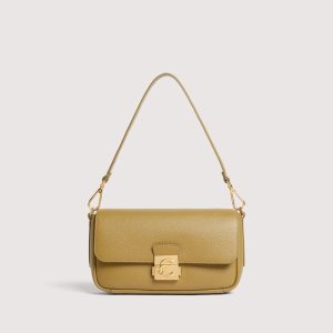 Coccinelle borsa a spalla in pelle “C-Me Lock” Verde E1U4K120201.G43 SEAGRASS