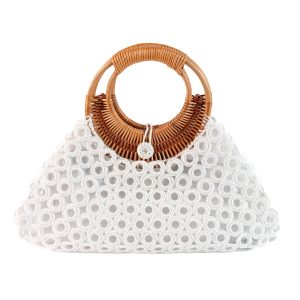 ENRICO VERSARI borsa a mano in tessuto “Madame” Bianco CROCHET.WHITE