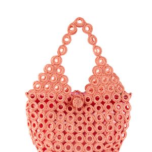 ENRICO VERSARI borsa a spalla in tessuto “Madame” Corallo CROCHET/M.RED PASTEL