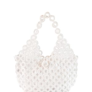 ENRICO VERSARI borsa a spalla in tessuto “Madame” Bianco CROCHET/M.WHITE