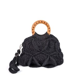 ENRICO VERSARI borsa a mano in tessuto “Flower Bag S” Nero FLOWER BAG S UNIS.BLACK