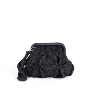 ENRICO VERSARI pochette in tessuto ” Flower bag” Nero VIVIAN.BLACK