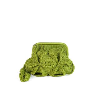 ENRICO VERSARI pochette in tessuto ” Flower bag” Verde VIVIAN.LUMINARY GREEN