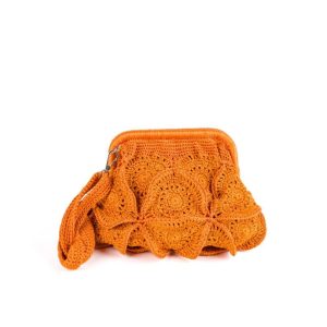 ENRICO VERSARI pochette in tessuto ” Flower bag” Arancione VIVIAN.OCHRE