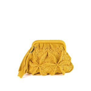 ENRICO VERSARI pochette in tessuto ” Flower bag” Giallo VIVIAN.PRIMEROSE YELLOW
