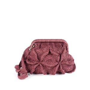 ENRICO VERSARI pochette in tessuto ” Flower bag” Bordeaux VIVIAN.WINE