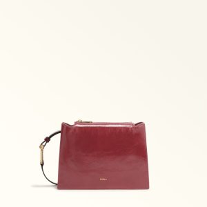 Furla borsa a tracolla in pelle “Nuvola” Bordeaux WB01275 VERNICE.0053S RUBINO