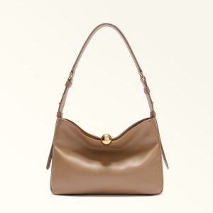 Furla borsa a spalla in pelle “Furla Sfera” Beige WB01403.4489S TOFFEE