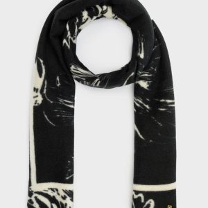 Nalì sciarpa in poliestere “Foglie” Bianco e nero LASC0299.BIANCO/NERO