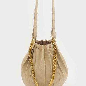 Nalì borsa secchiello in ecopelle “Evissa” Beige LDBS0154.BEIGE