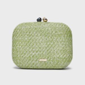 Nalì clutch in raffia “Kara” Verde WIPC0095.VERDE