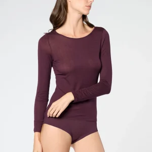 Maglia Manica Lunga in Micromodal e Cashmere Perfect Cashmere - Prugna