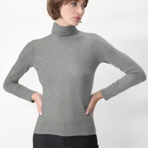 Maglia Dolcevita Manica Lunga in Micromodal e Cashmere Perfect Cashmere - Grigio Melange