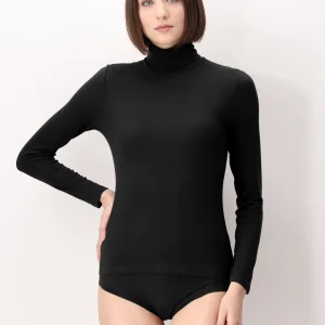 Maglia Dolcevita Manica Lunga in Micromodal e Cashmere Perfect Cashmere - Nero