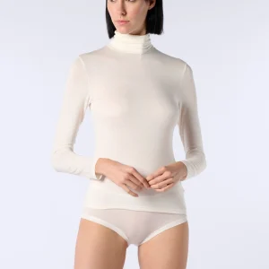 Maglia Dolcevita Manica Lunga in Micromodal e Cashmere Perfect Cashmere - Avorio