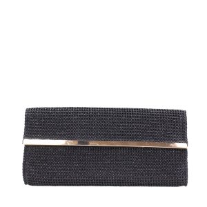 Olga Berg borsa da cerimonia in raffia “Willow” Nero OB6381.BLACK