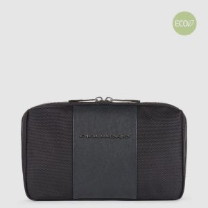 Piquadro astuccio porta cavi in tessuto e pelle “Brief 2 Nero AC5481BR2.N