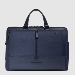 Piquadro borsa cartella da lavoro in tessuto e pelle “W138” Blu CA6821W138.BLU