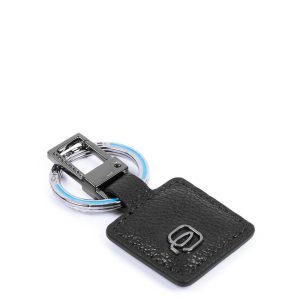 Piquadro portachiavi ciondolo in pelle “Black Square” Nero PC3757B3.N