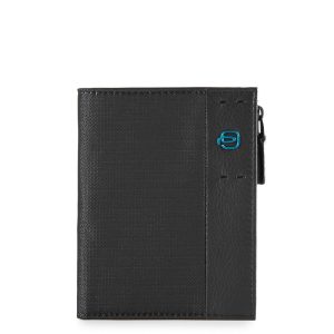 Piquadro portafogli verticale in tessuto e pelle “P16” Nero PU4526P16.CHEVN