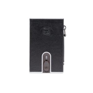 The Bridge portafogli compatto in alluminio e pelle “Story” Nero 01400401.20