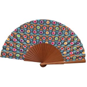 Tusitala ventaglio in tessuto e legno “Geometries” Multicolor LUNARES